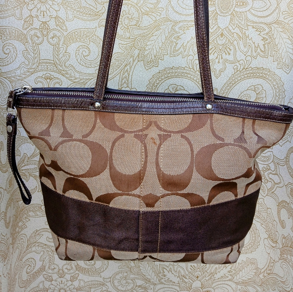 Brown Coach "C" Patterned Tote Bag F13548